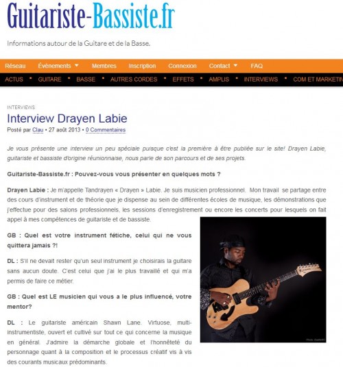 Interview guitariste