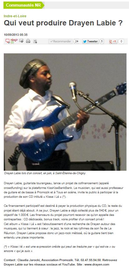 Article de presse guitariste